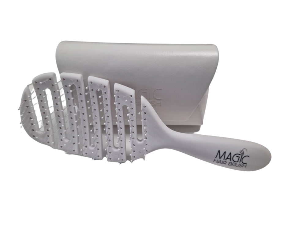 Magic Hair Brush - Limited Edition White Fashion with 3 Professional Section Clips