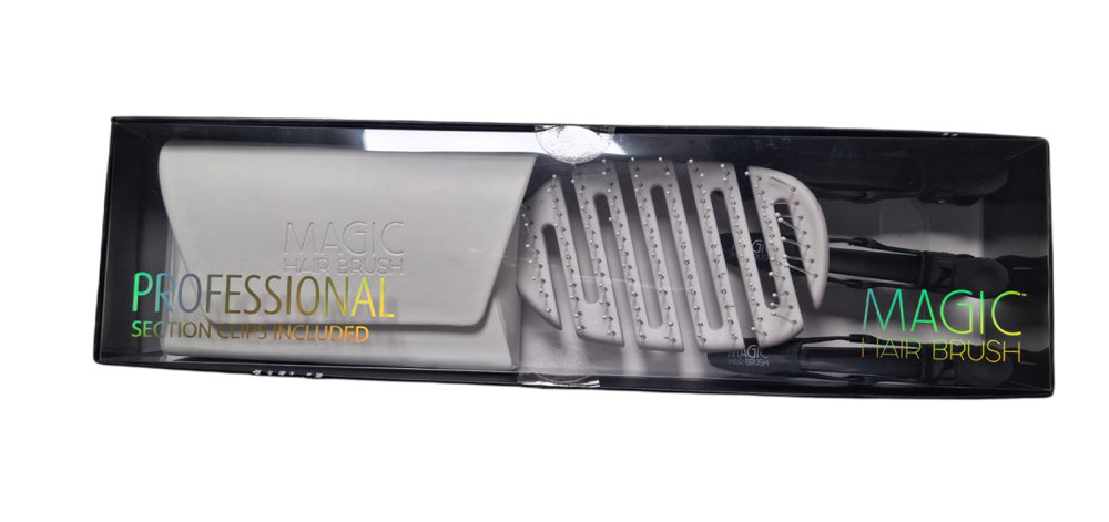Magic Hair Brush - Limited Edition White Fashion with 3 Professional Section Clips