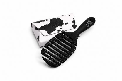 Magic Hair Brush - Black Cow Print