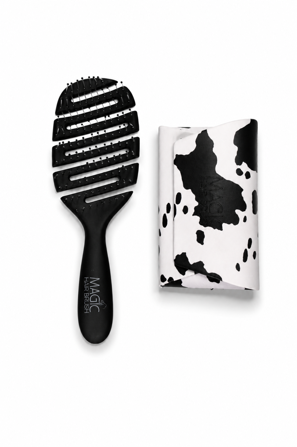 Magic Hair Brush - Black Cow Print