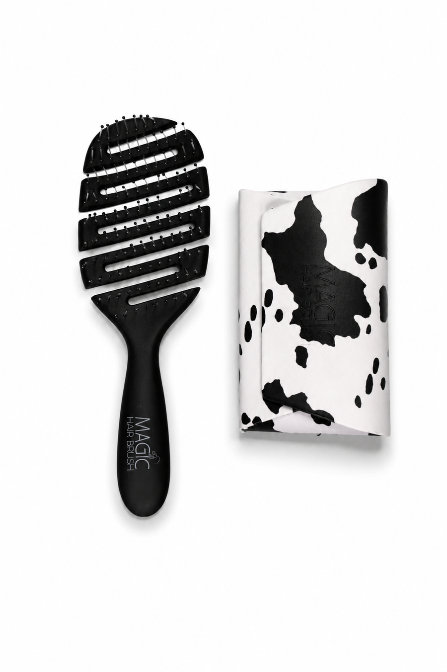 Magic Hair Brush - Black Cow Print