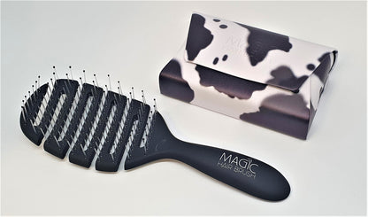 Magic Hair Brush - Black Cow Print