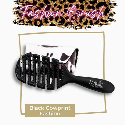 Magic Hair Brush - Black Cow Print